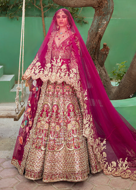 Designer Heavy Pink Lehenga Gown for Indian Bridal Wear