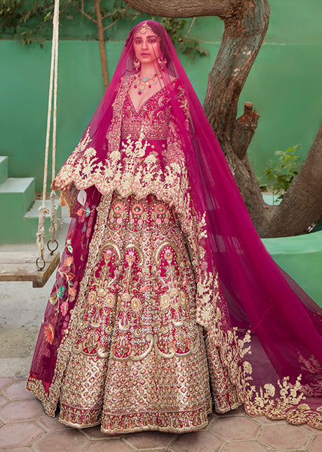 Designer Heavy Pink Lehenga Gown for Indian Bridal Wear – Nameera