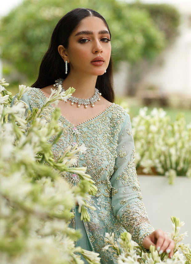 Designer Ice Blue Front Open Gown for Indian Bridal Wear 2022