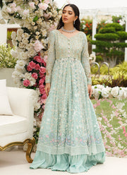 Designer Ice Blue Front Open Gown for Indian Bridal Wear