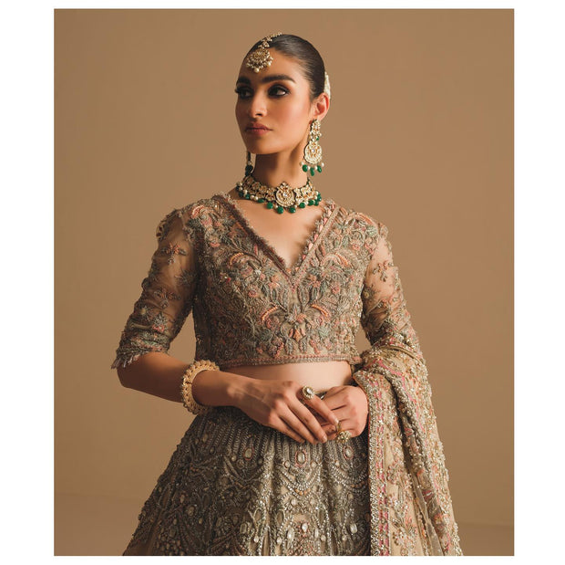 Designer Indian Bridal Wear Gold Lehenga Choli Dress 2022