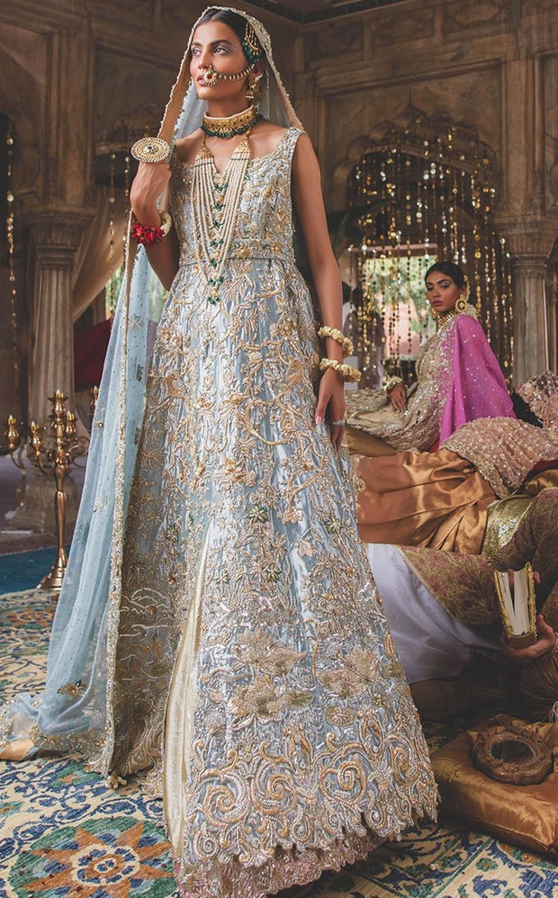 Designer Indian Bridal Wear Ice Blue Lehenga Gown Dress CUSTOM SIZE Designer Indian Bridal Wear Ice Blue Lehenga Gown Dress CUSTOM SIZE
