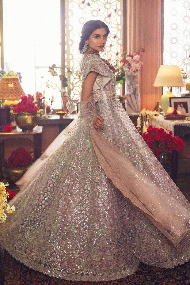 Designer Indian Bridal Wear Ivory Color Lehenga Gown 2022