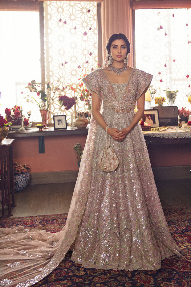 Designer Indian Bridal Wear Ivory Color Lehenga Gown