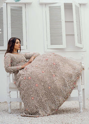 Designer Indian Bridal Wear Long Silver Maxi Lehenga 