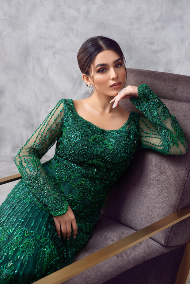 Designer Indian Bridal Wear Net Green Maxi Lehenga 2022