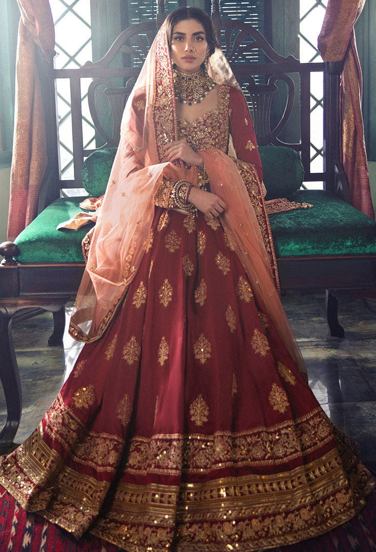 Heavy Designer Indian Bridal Wear Red Anarkali Lehenga Dress – Nameera