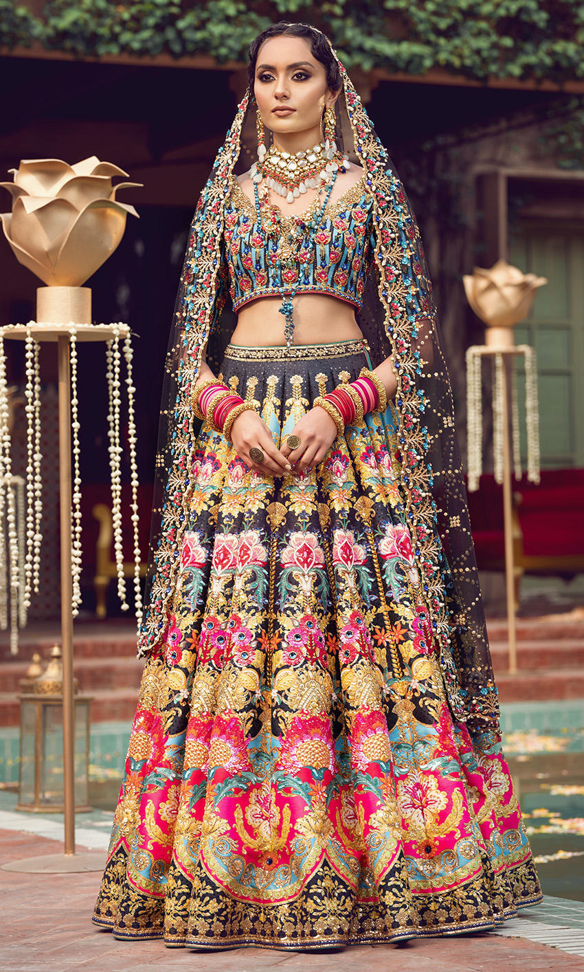 Designer Indian Green and Pink Lehenga Choli