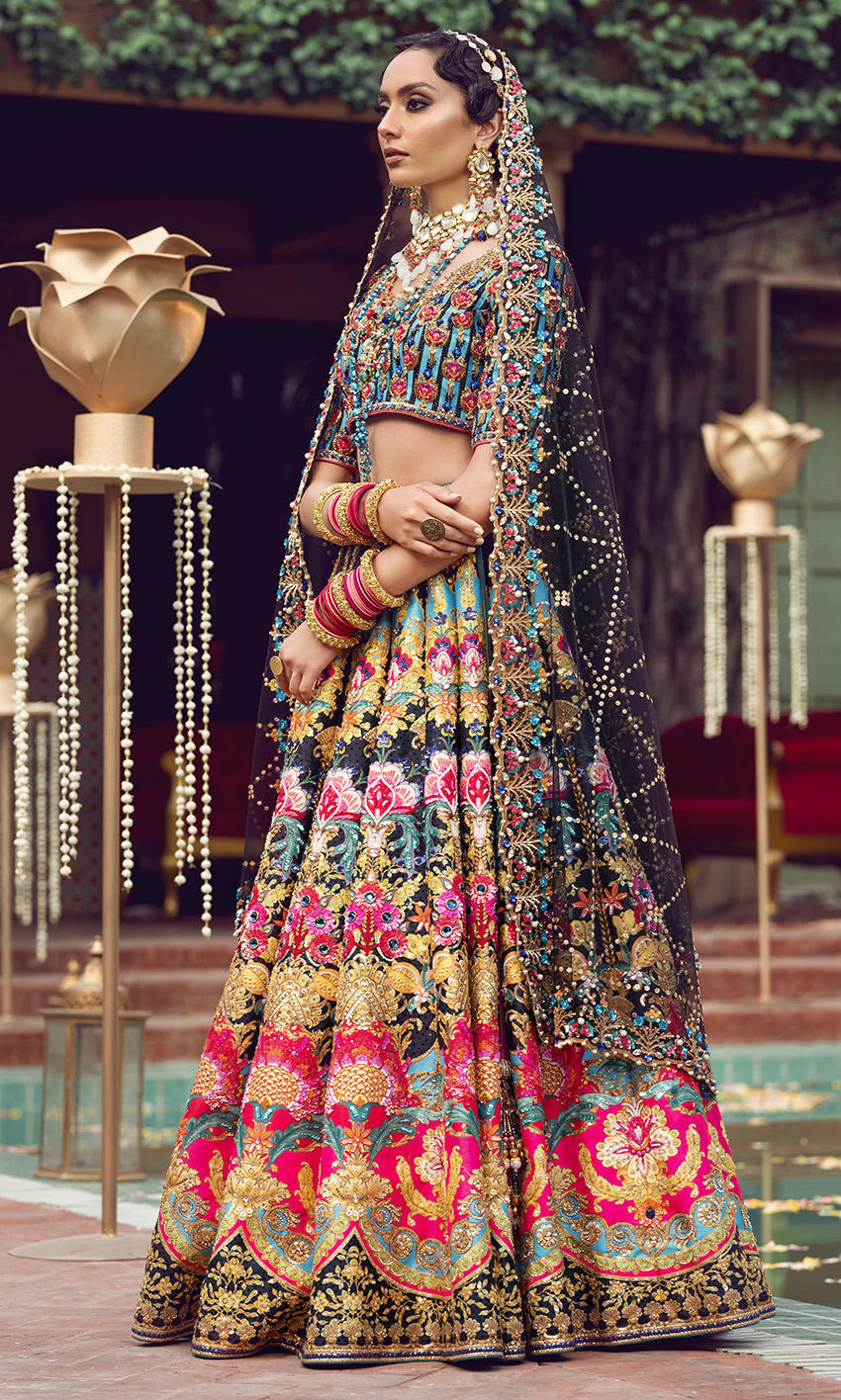 Designer Indian Green and Pink Lehenga Choli 2022