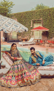 Designer Indian Green and Pink Lehenga