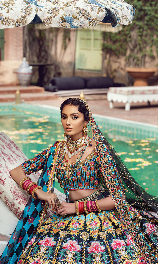 Designer Indian Green and Pink Lehnga Choli