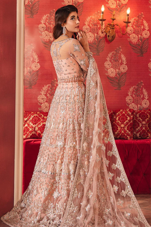 Women's Gulkaari Hand Painted Bell Sleeves Peach Gown - Saras The Label | Peach  gown, Peach dress, Party wear indian dresses