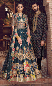 Designer Indian Red and Green Lehenga Choli