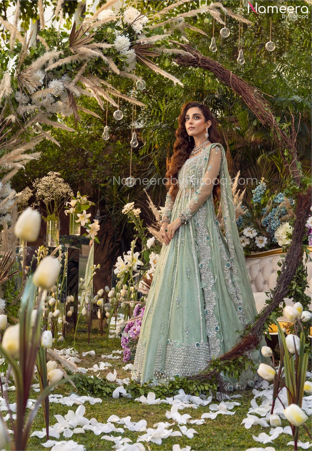 Deep Green Velvet Front Open Gown – Lehenga n Duppata