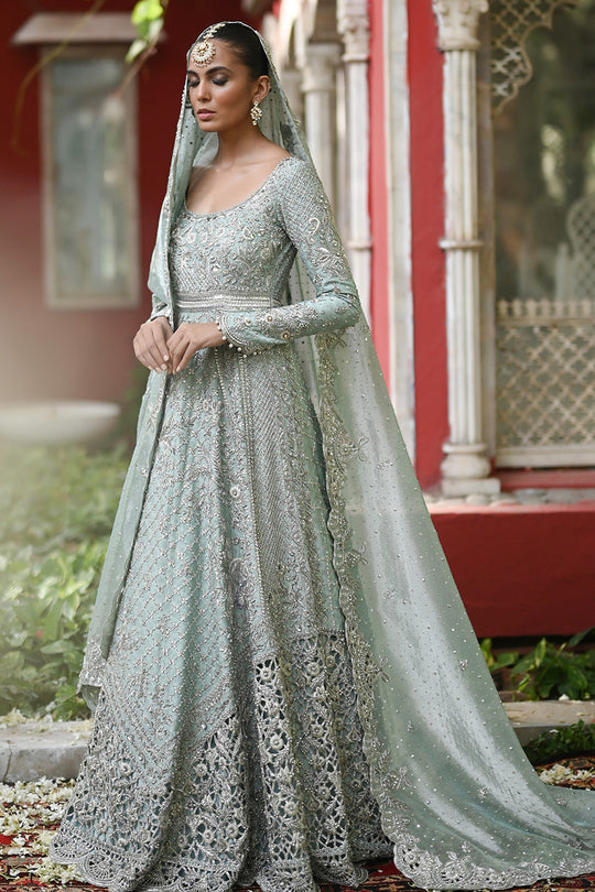 Designer Light Blue Lehenga Gown 2022