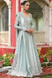 Designer Light Blue Lehenga Gown for Indian Bridal Wear