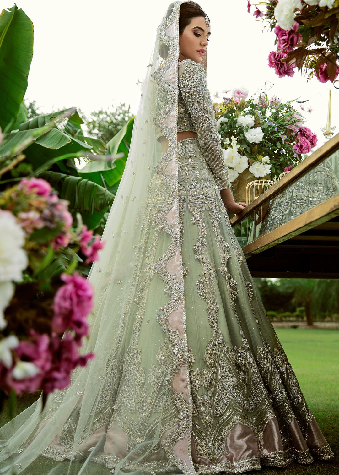Buy Embellished Designer Mint Green Lehenga Choli for Bridal MEDIUM