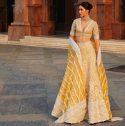 Designer Mint Yellow Lehenga Skirt Bridal Dress 2022