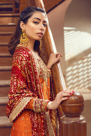 Designer Orange Kameez Salwar Pakistani Mehndi Dresses 2023