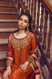Designer Orange Kameez Salwar Pakistani