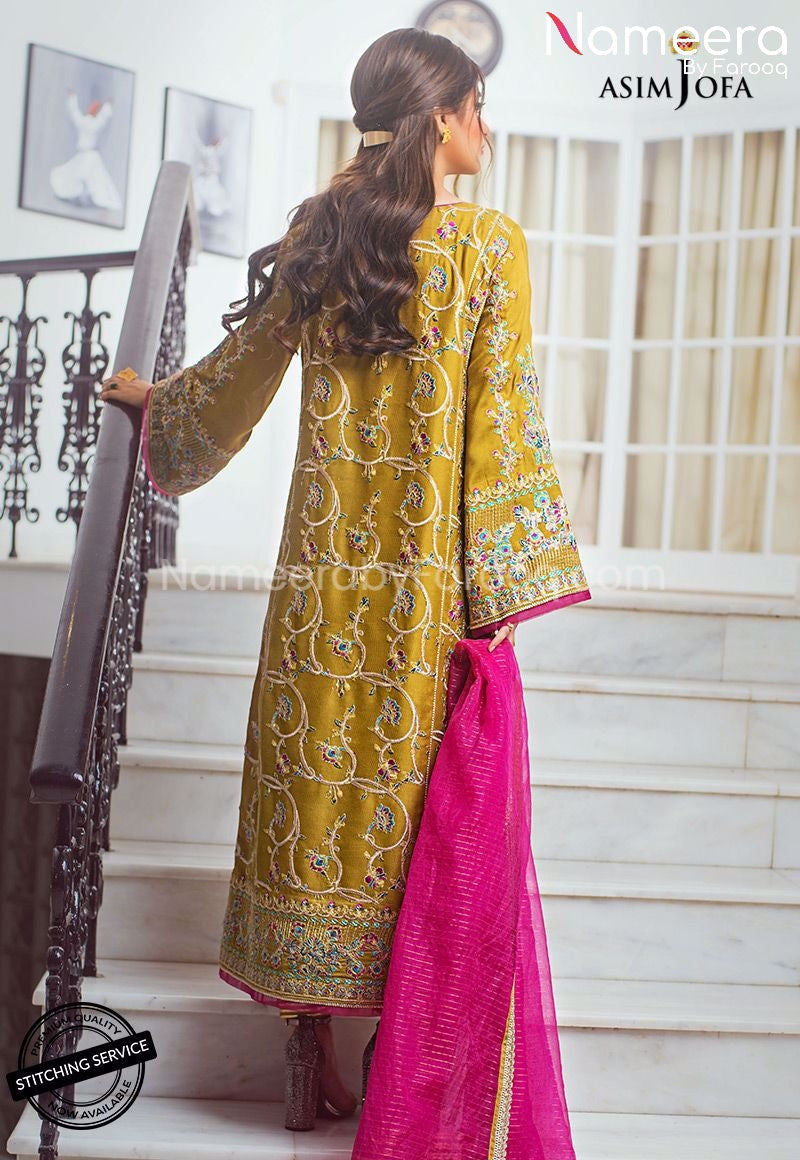 Designer Pakistani Party Wear with Embroidery Online – Nameera by Farooq