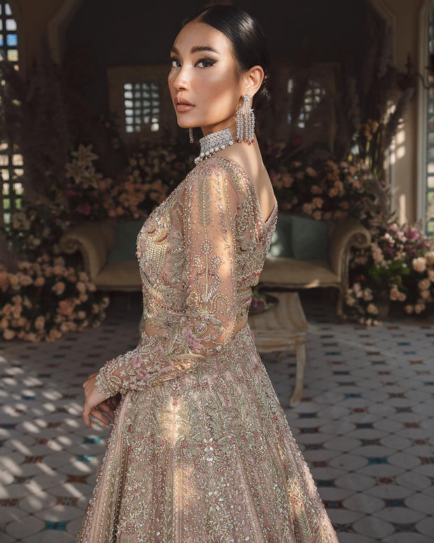 Designer Embroidered Peach Lehenga Bridal #BN1232