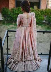 Designer Pink Bridal Frock Lehnga for Wedding Backside Look