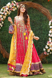 Designer Pink Frock Lehenga for Pakistani Mehndi Dresses