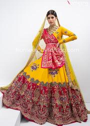 Designer Pink Yellow Lehenga 
