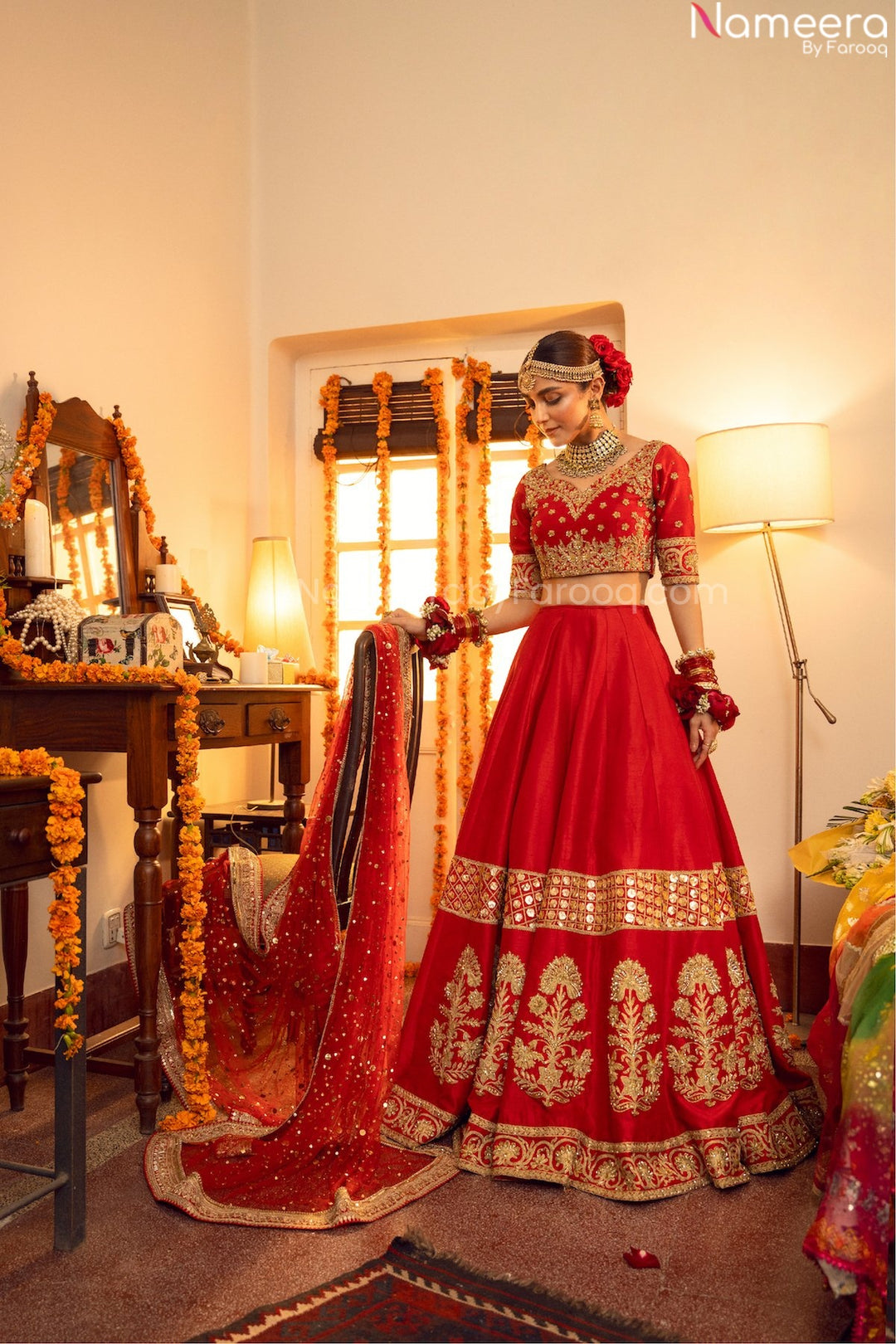 Embellished Designer Rajasthani Lehenga Choli Bridal Dress Nameera by Farooq Embellished Designer Rajasthani Lehenga Choli Bridal Dress Nameera by Farooq