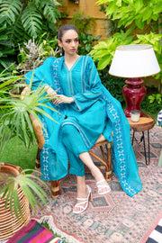 Designer Raw Silk Blue Salwar Kameez Pakistani Party Dresses 2022