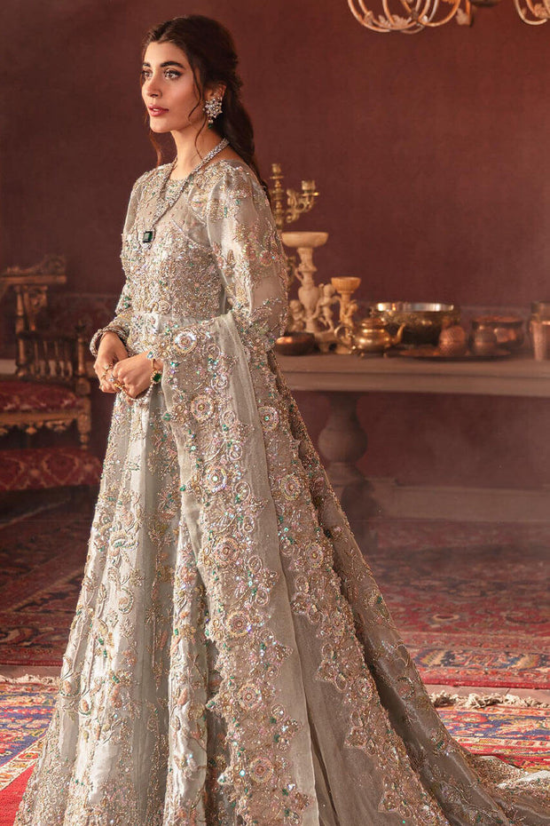 Designer Raw Silk Lehenga Gown for Indian Bridal Wear