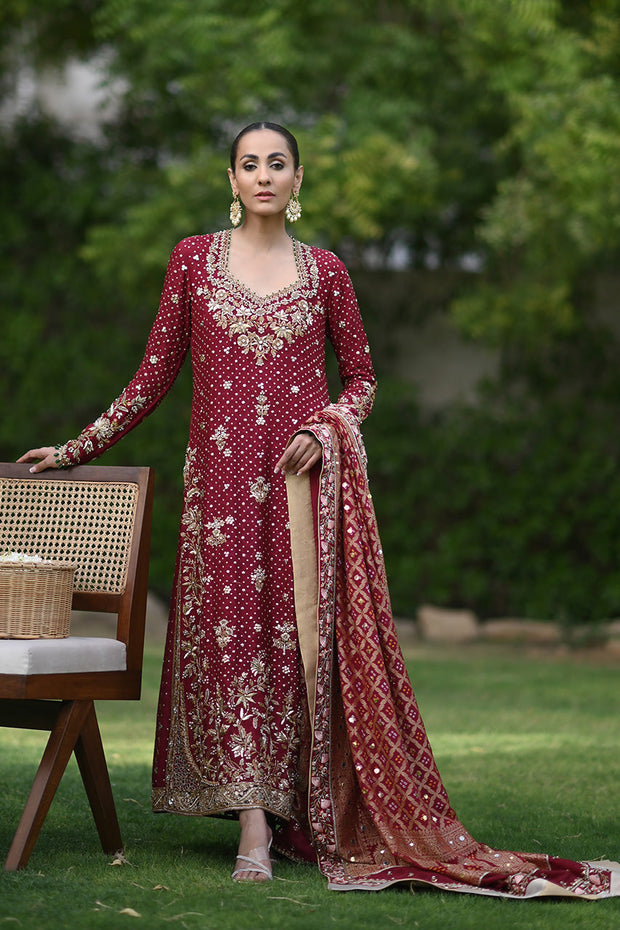 Designer Red Long Kameez Salwar for Indian Wedding Wear
