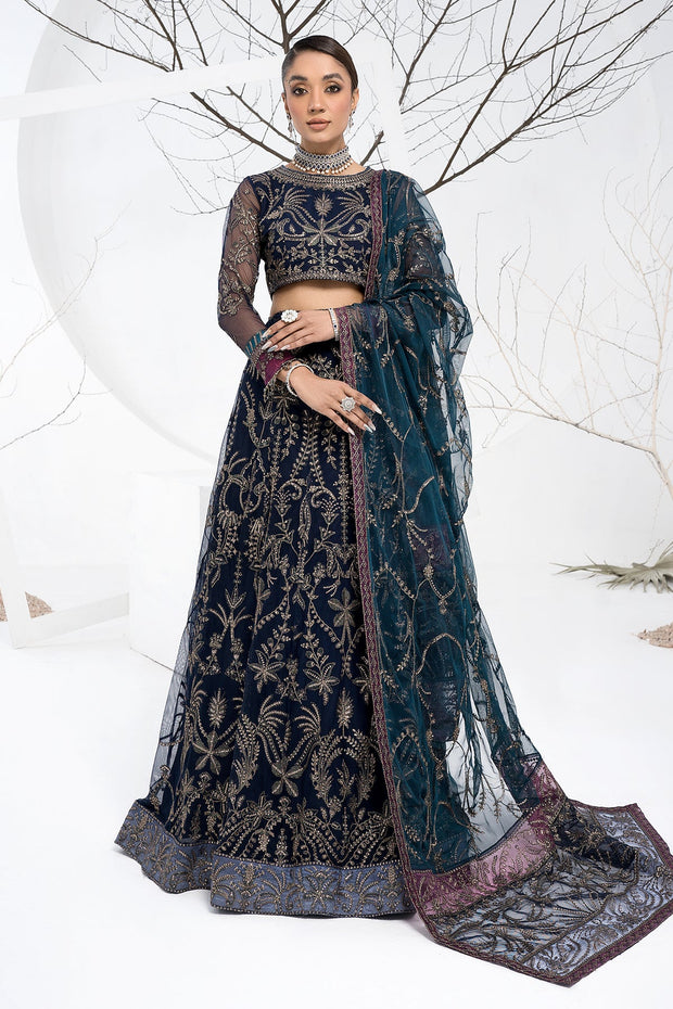 Designer Royal Pakistani Blue Embroidered Lehenga Choli Wedding Dress