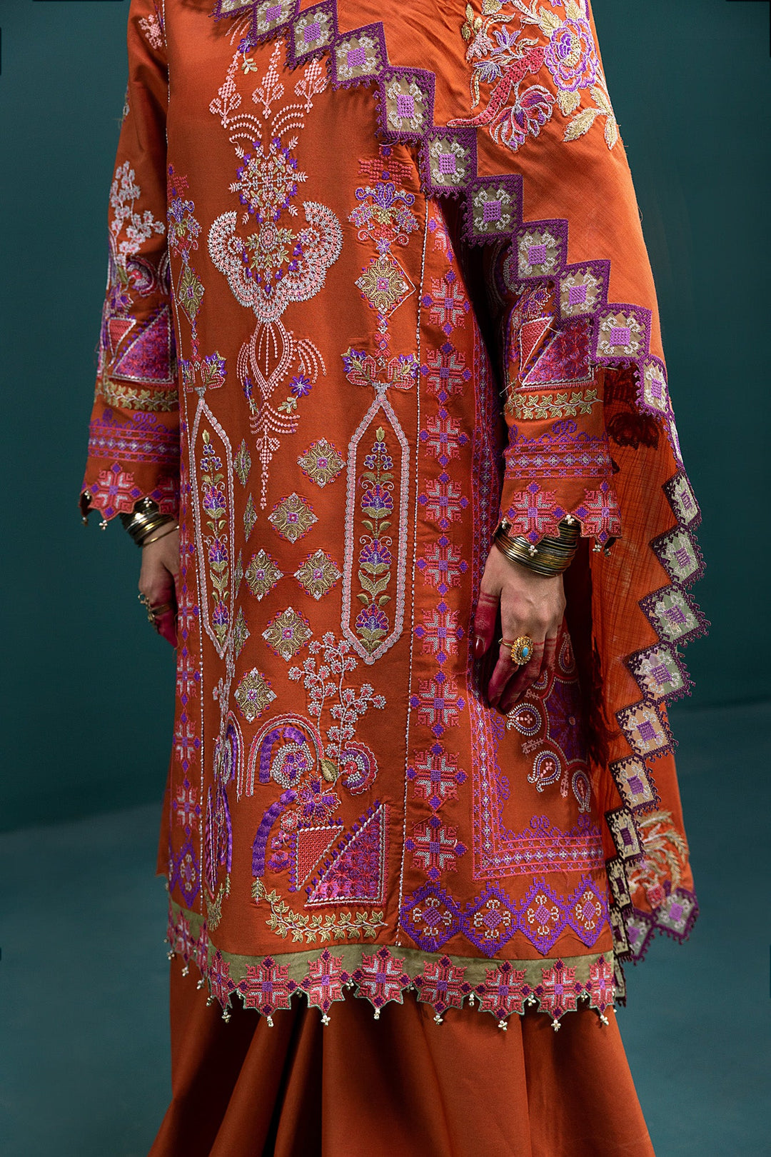Designer Rust Gharara Shirt Pakistani Eid Dresses 2022
