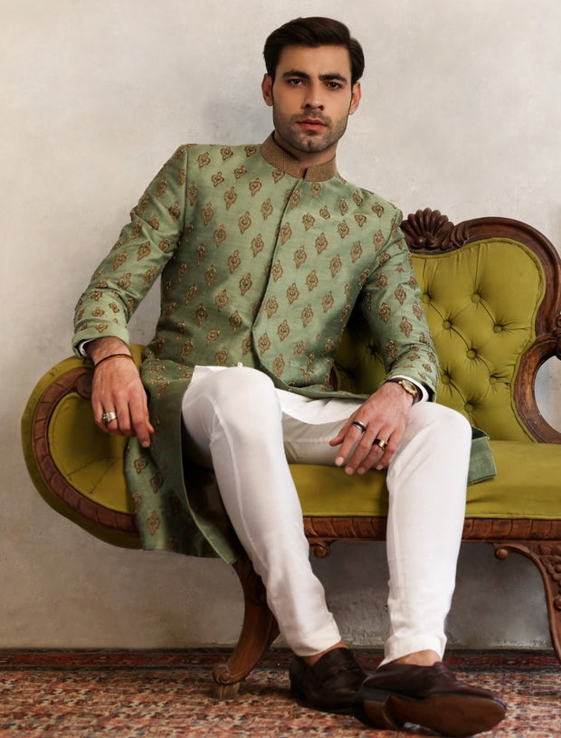 Designer Sage Green Sherwani Dress for Wedding 2022