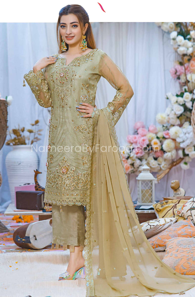 Designer Salwar Kameez in Golden Color 2021