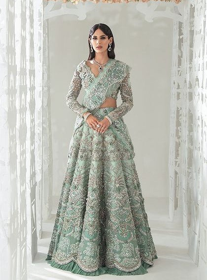 Designer Sea Green Lehenga Choli for Indian Bridal Wear – Nameera