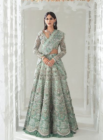 Designer Sea Green Lehenga Choli for Indian Bridal Wear