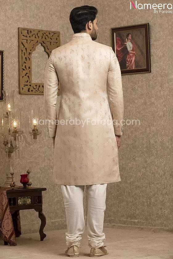 Designer Sherwani Pakistan for Wedding Online Backside View'