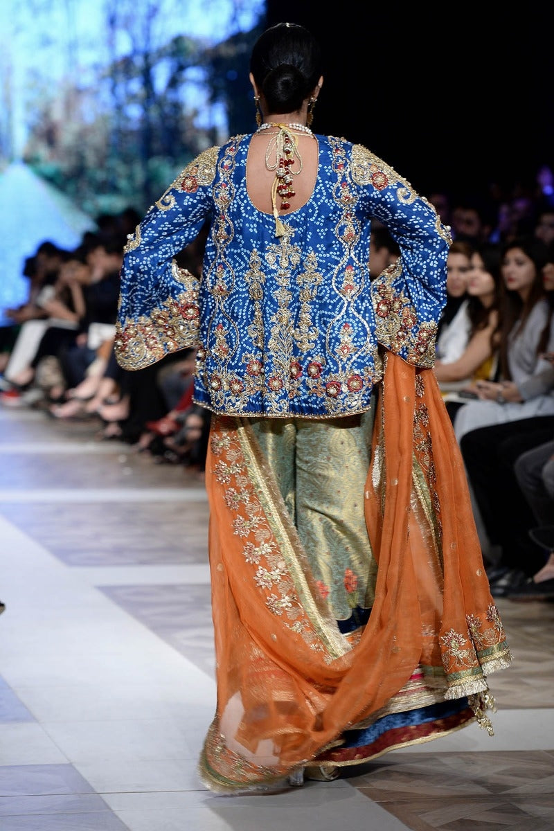 Designer Short Peplum with Gharara for Wedding Backside Look