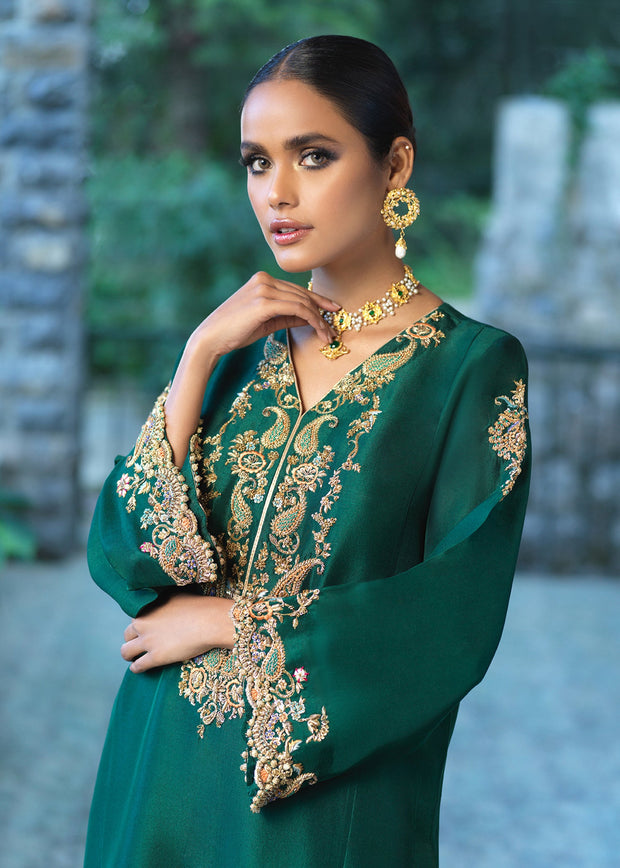 Designer Silk Green Salwar Kameez Pakistani Wedding Dress 2023
