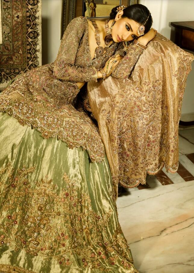 Designer Silk Lehnga for Wedding in Pista Green Color 