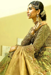 Designer Silk Lehnga for Wedding in Pista Green Color  Side Pose