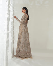 Designer Silver Front Open Gown for Indian Bridal Wear 2022