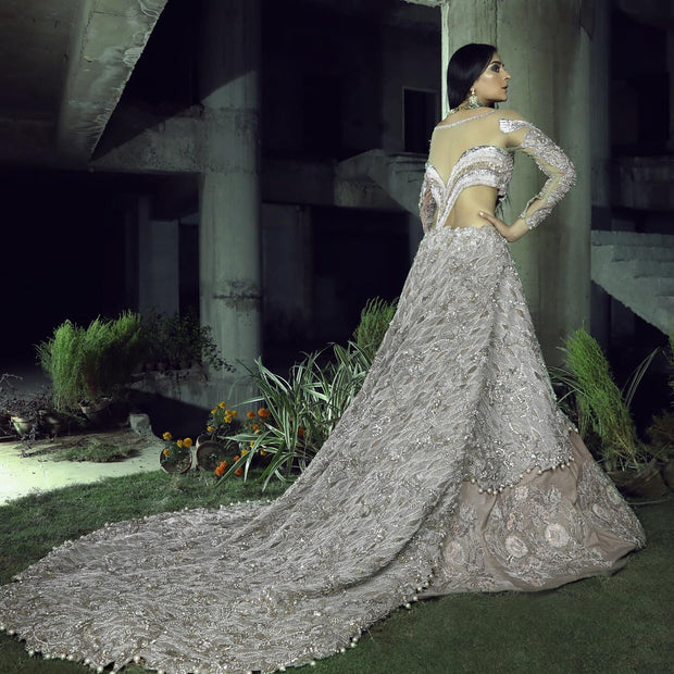 Designer Silver Grey Lehenga 