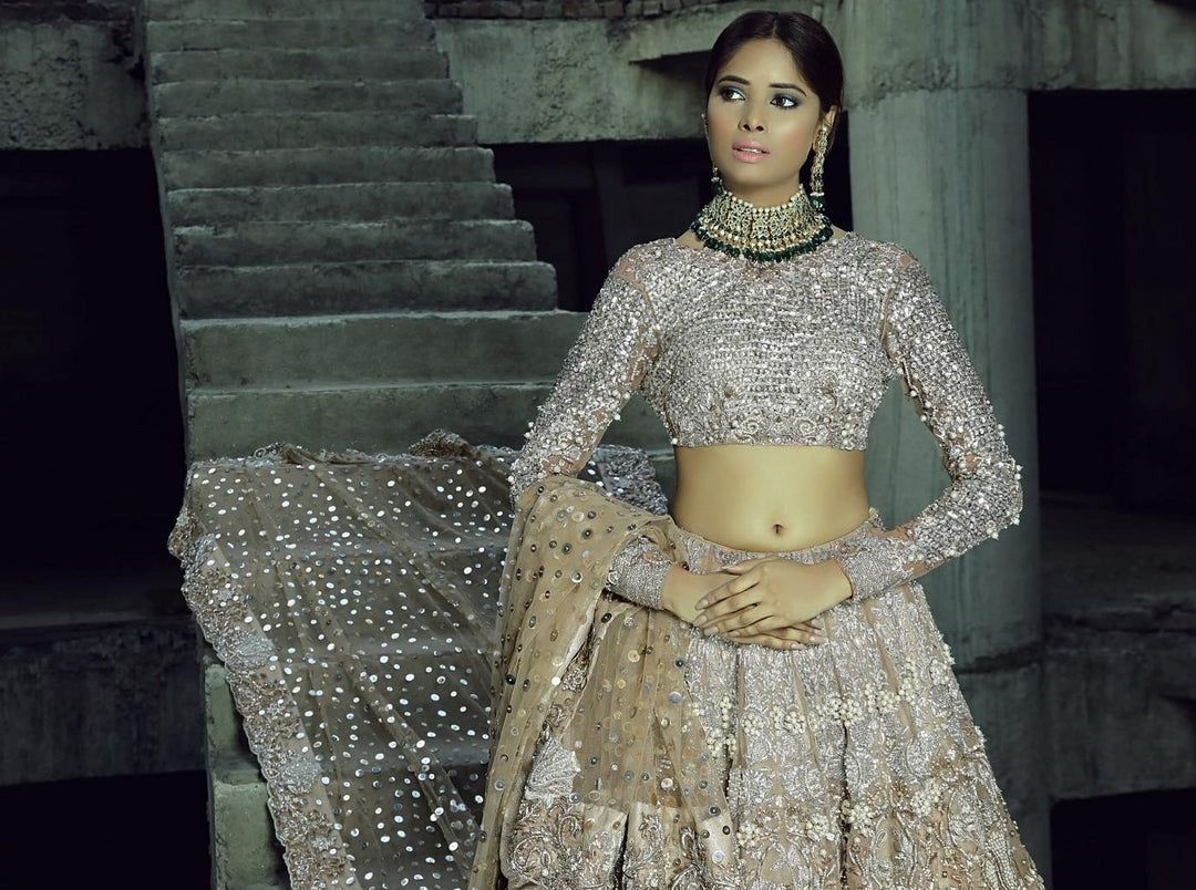 Designer Silver Grey Lehenga
