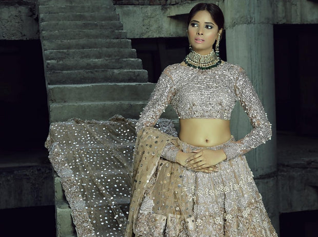 Designer Silver Grey Lehenga