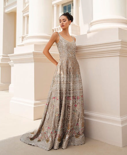 Designer Silver Grey Lehenga for Wedding Wear