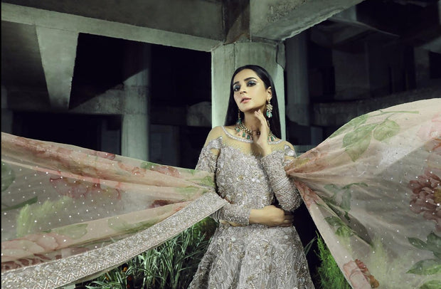 Designer Silver Grey Lehenga with Frock